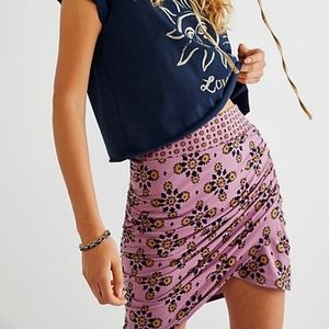 Free People She's Something Else Printed Mini Skirt- size XL